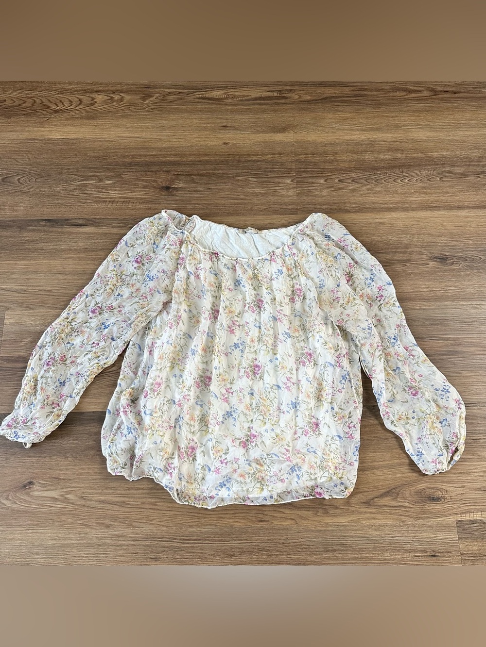 Viola Borghi Lined Silk Cream Floral Top Womens Large Cottage Romantic Italy